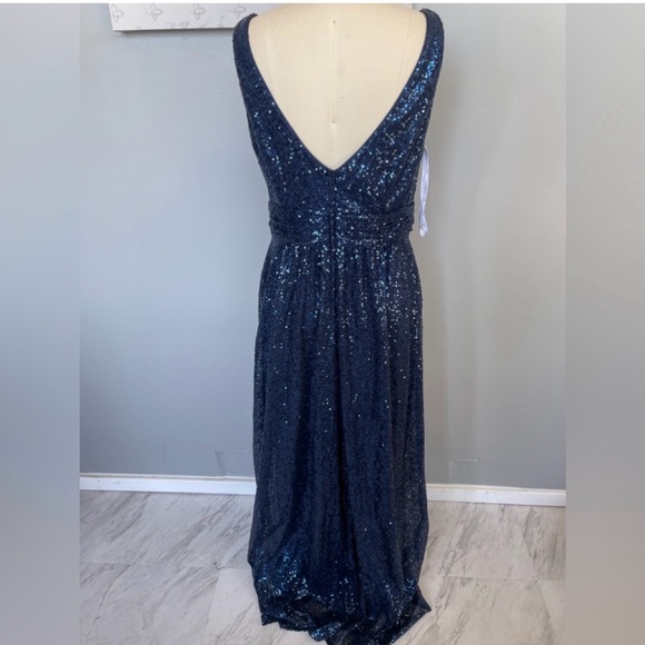 Celebrate Db Studio Elegant Sequin Navy Blue Maxi Dress Plus 16 - Picture 2 of 14